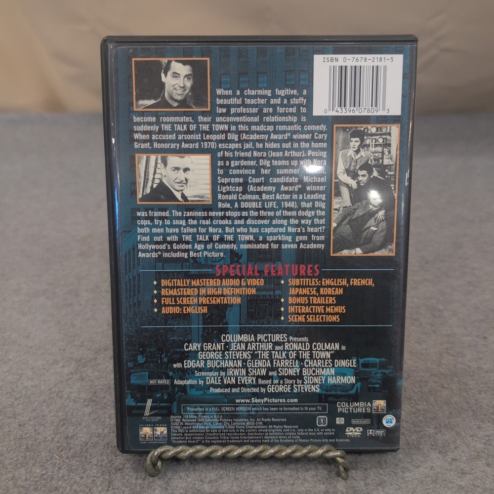 The‎ Talk of the Town DVD Cary Grant Jean Arthur Ronald Colman 1942 Comedy Drama - Picture 2 of 2